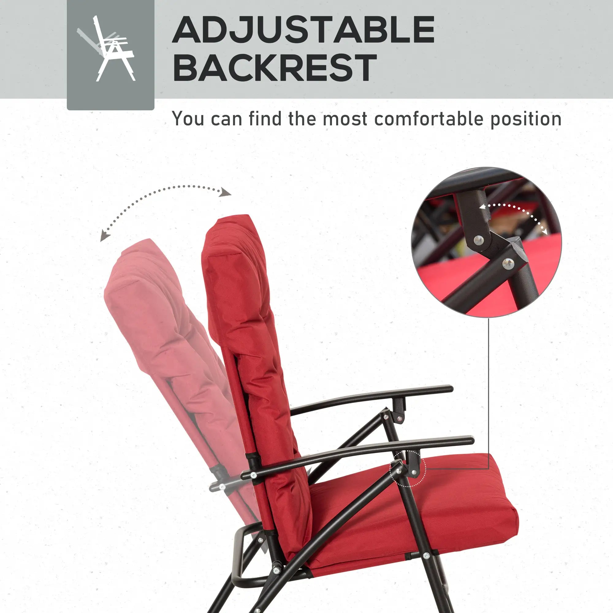 Folding Camping Chairs With Adjustable Backrest, 2 Pack, Red Patio Chairs at Gallery Canada
