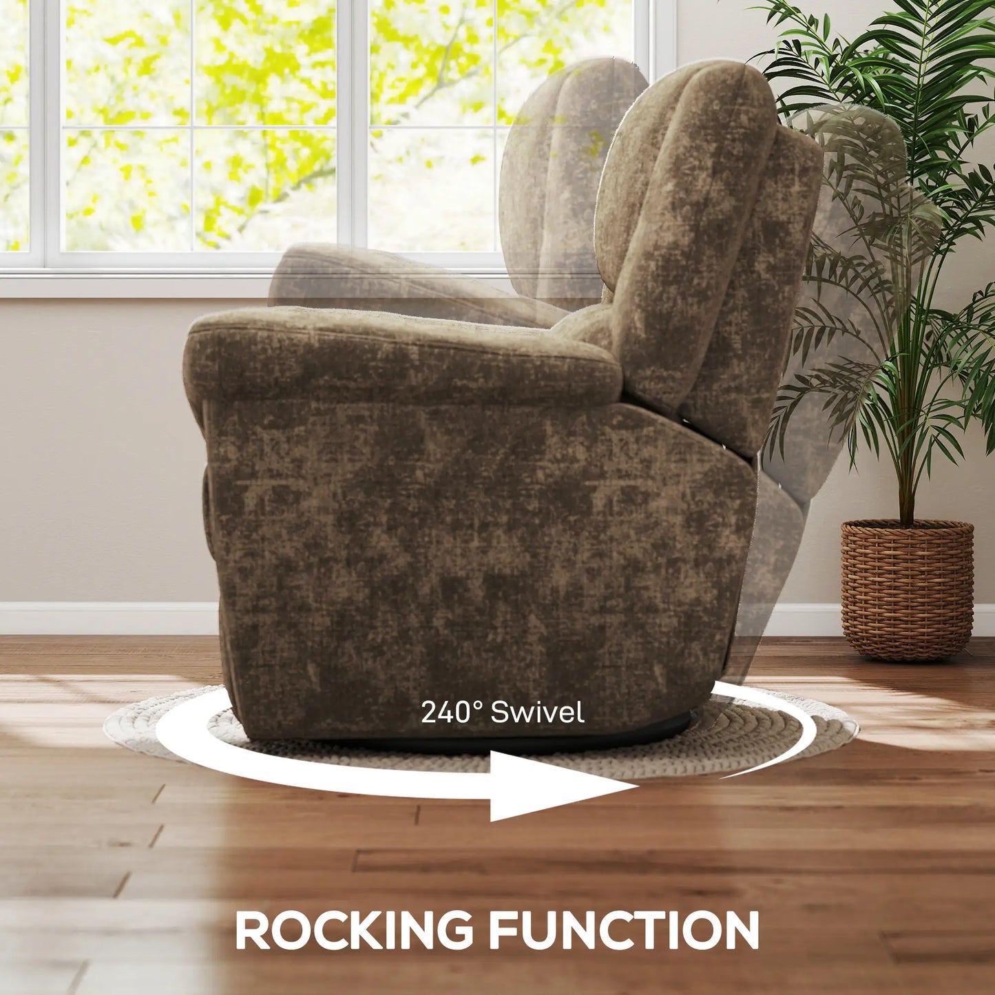 Fabric Recliner Chair, USB Ports, Swivel Rocking Footrest Sofas & Reclining Chairs at Gallery Canada
