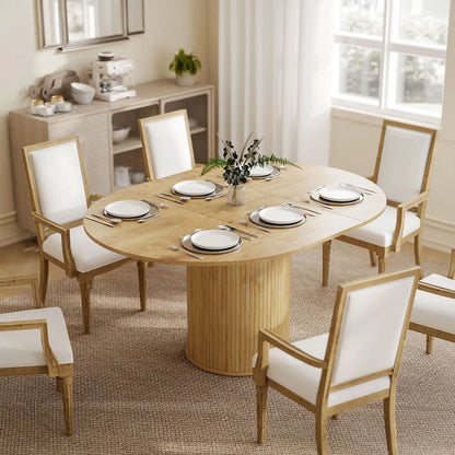 Extendable Kitchen Table, 43.5"-59", Natural Wood Finish, Natural Wood Dining Tables at Gallery Canada