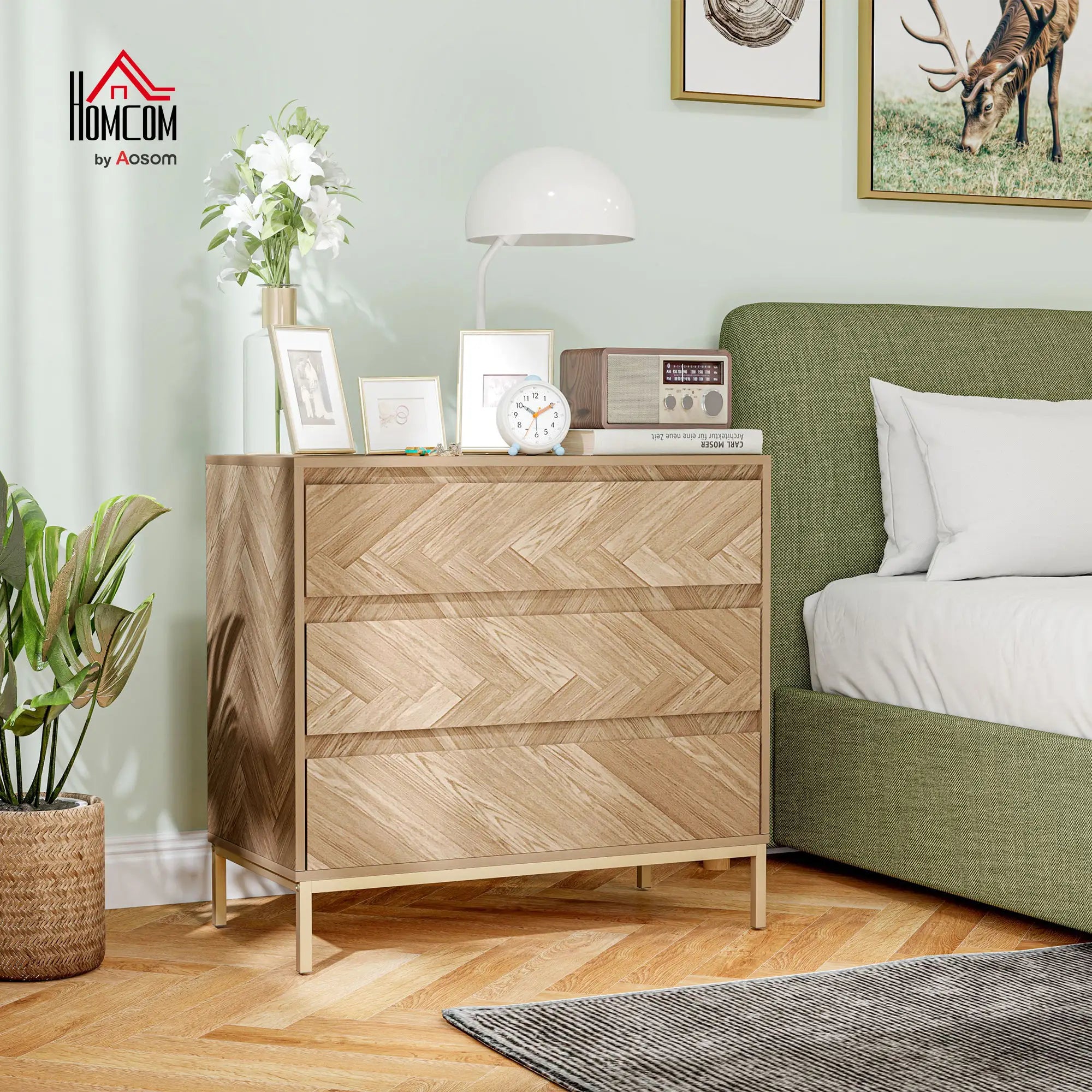3 Drawer Storage Cabinet, Anti-Tip Design, for Bedroom, Living Room, Nature Wood Storage Cabinets at Gallery Canada