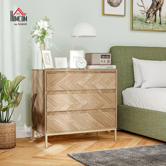3 Drawer Storage Cabinet, Anti-Tip Design, for Bedroom, Living Room, Nature Wood Storage Cabinets Natural at Gallery Canada