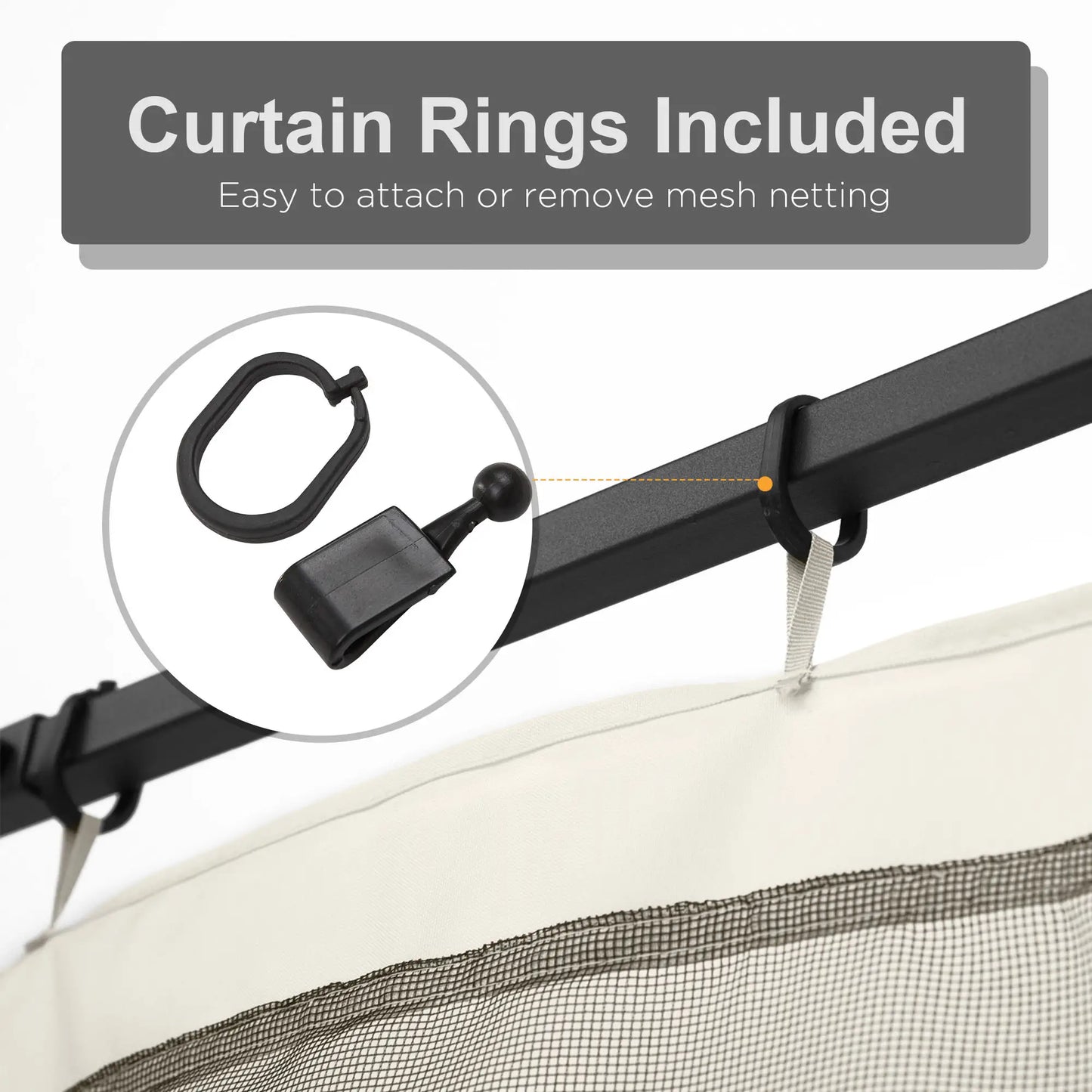 Replacement Mosquito Netting, 10' x 10', Black, White Gazebos at Gallery Canada