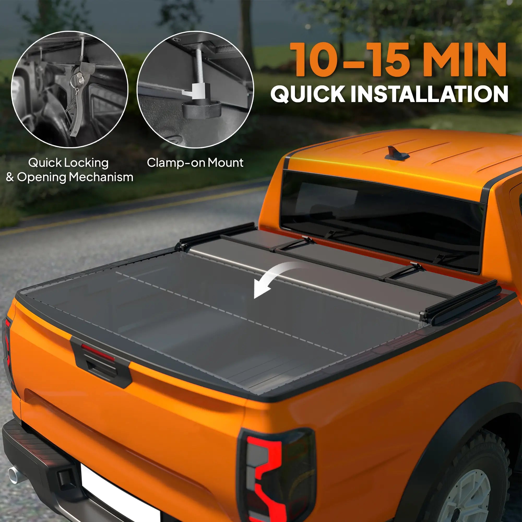 5.8ft Soft Tri-Fold Truck Bed Tonneau Cover, 5.5 ft Bed, Black Automotive at Gallery Canada