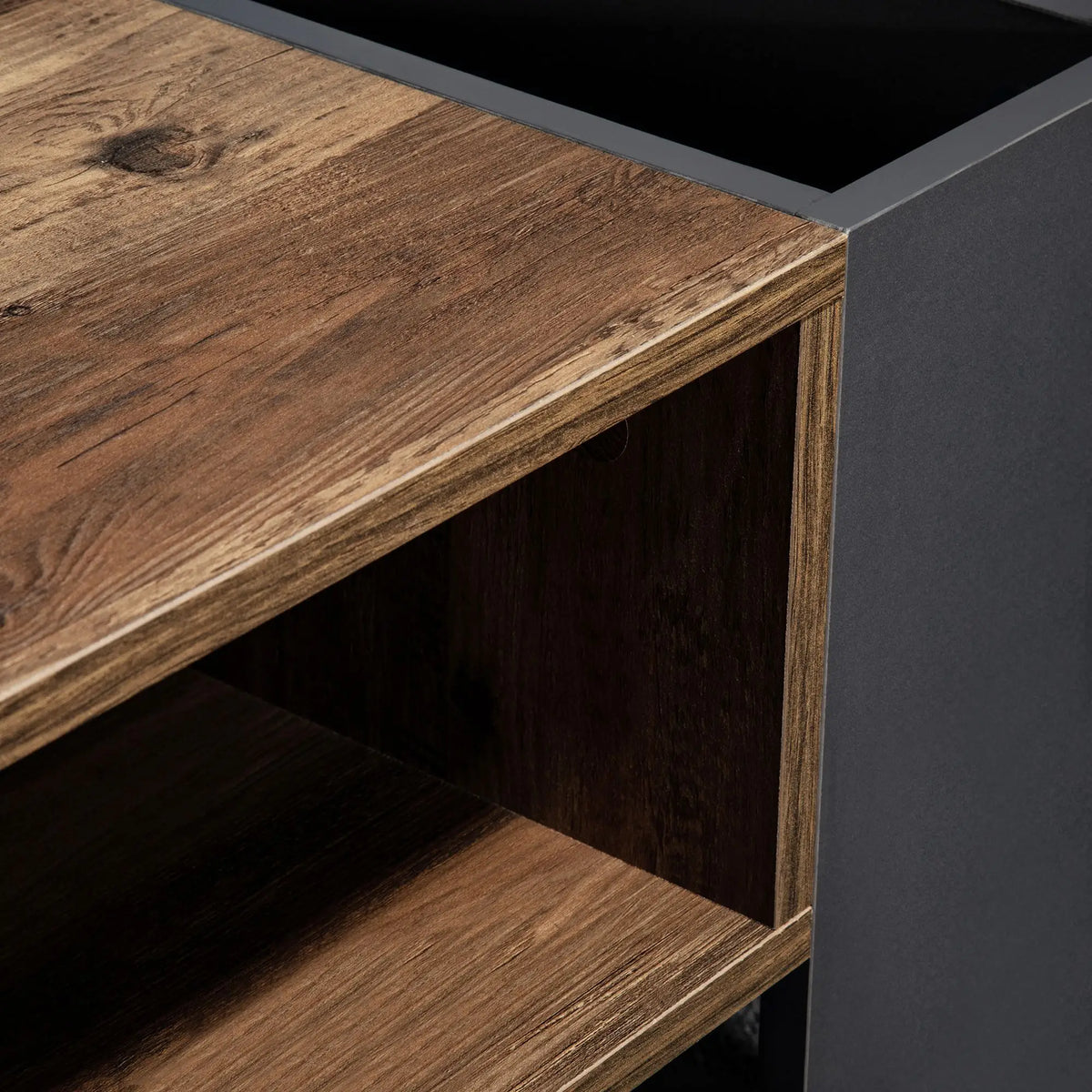 Grain Coffee Table, Double Storage, 43.5" L x 23.5" W x 15.5" H, Grey+Wood Coffee Tables at Gallery Canada
