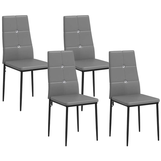 Modern Dining Chairs Set of 4, Upholstered Seat, Steel Legs, Grey Bar Stools Grey at Gallery Canada