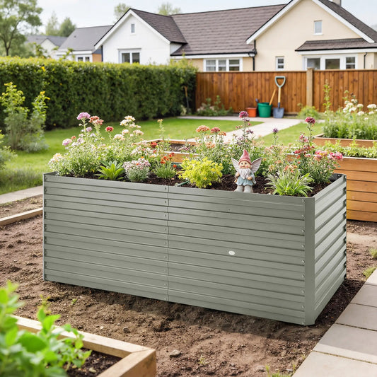 5' x 3' x 2' Galvanized Raised Garden Bed, Light Grey Planter Box, Light Grey Galvanized Planter Boxes Light Grey at Gallery Canada