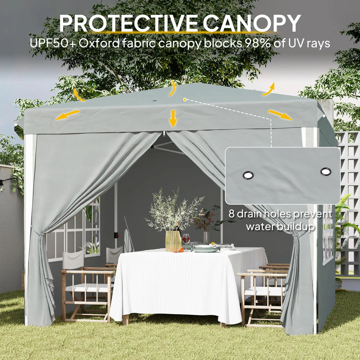 10' x 10' Pop-Up Canopy Tent, Sidewalls, Adjustable Height, Light Grey Pop Up Canopies at Gallery Canada