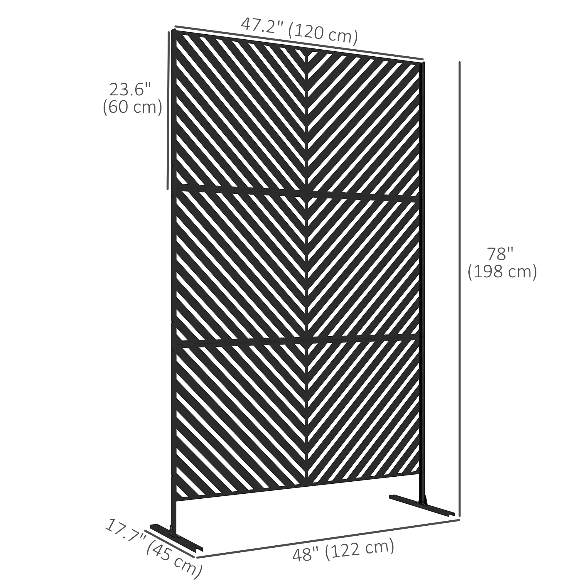 6.5FT Metal Privacy Screen, Triangle Style, Black Side Awnings at Gallery Canada