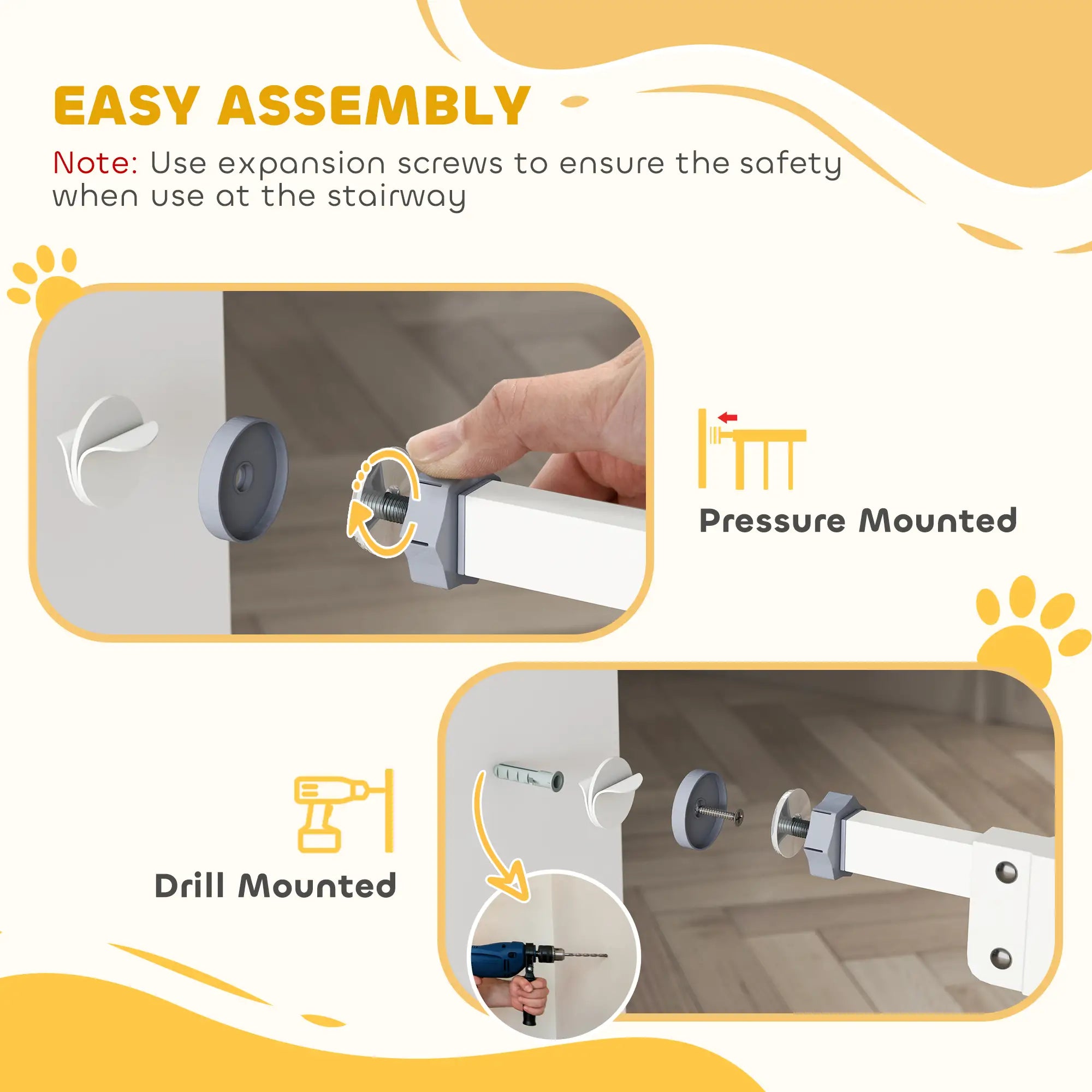 Pet Gate with Door, 30 in Tall, Pressure-Mounted Safety Gate, White Pet Gates at Gallery Canada