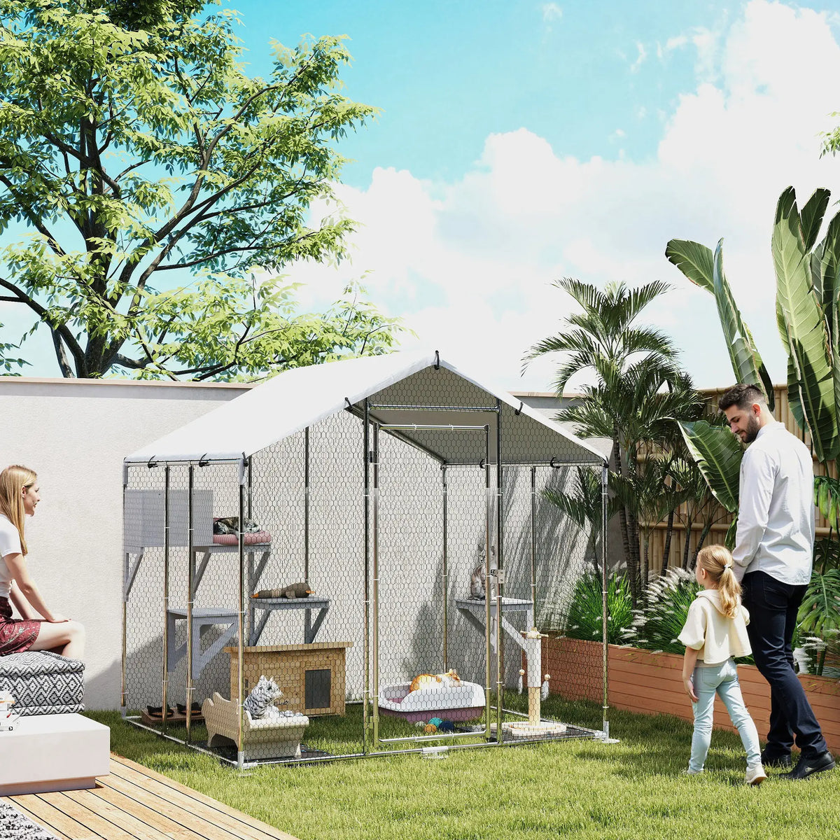 79" Extra Large Metal Outdoor Catio, Waterproof Cover, Resting Box, 4 Platforms Outdoor Cat Enclosures at Gallery Canada