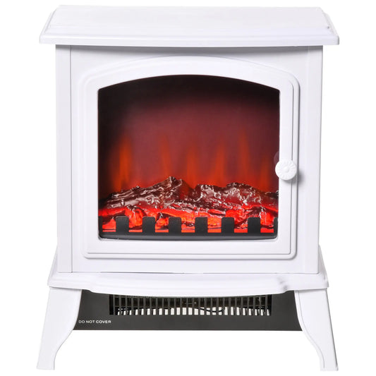 Electric Fireplace Heater, Freestanding, Realistic Flame, 750W/1500W, White Electric Fireplaces White at Gallery Canada
