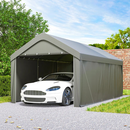 10 x 20 ft Portable Garage, 2 Roll-Up Doors, Removable Sidewalls, Light Grey Car Shelters at Gallery Canada