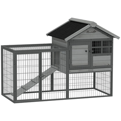48"L Large Wooden Rabbit Hutch Outdoor, Grey Rabbit Hutch at Gallery Canada