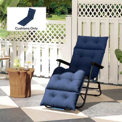 Tufted Thick Outdoor Chaise Lounge Cushion, 74.8" x 22" x 4", Navy Blue Patio Chair Cushions at Gallery Canada