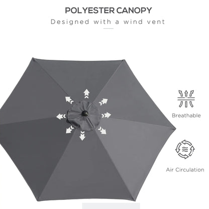 8.5FT Patio Umbrella, Round Garden Parasol with 6 Ribs, Grey Sun Umbrellas at Gallery Canada