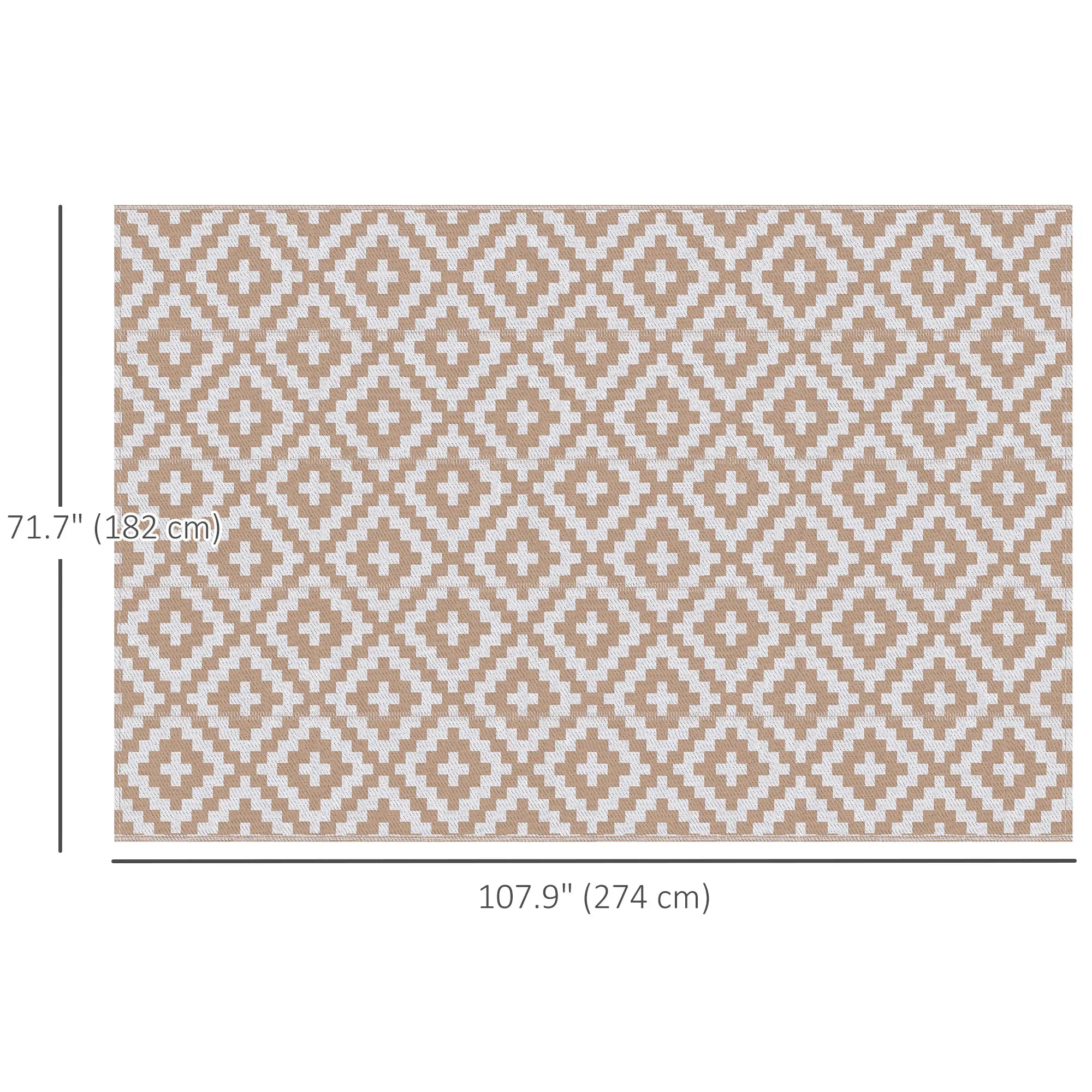 Reversible Outdoor RV Rug, Patio Floor Mat, 6' x 9', White, Coffee Garden Decor at Gallery Canada