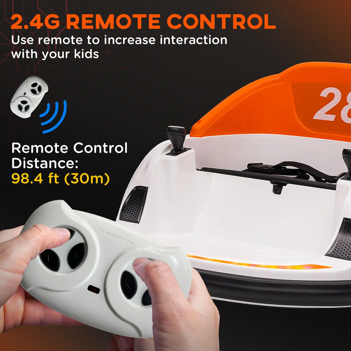 12V Bumper Car, 360 Degree Remote Control, Lights Music Horn, 1.5-5 Years, Orange Electric Toy Cars at Gallery Canada