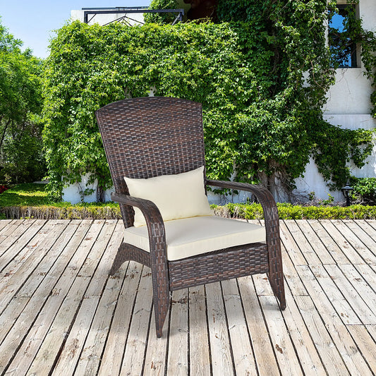 Patio Wicker Adirondack Chair, Outdoor PE Rattan Fire Pit Chair, White Patio Chairs White at Gallery Canada
