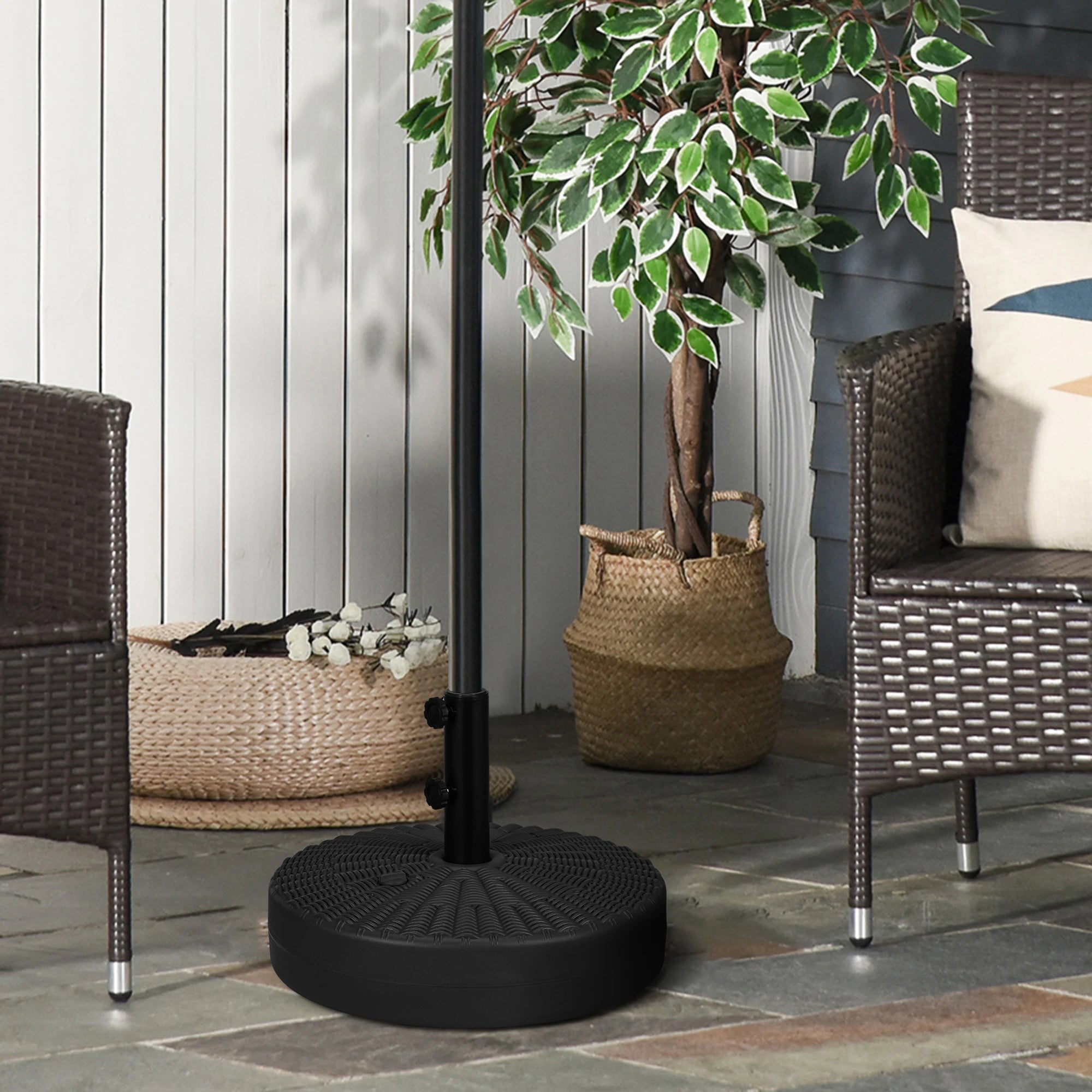 Heavy Duty Fillable Umbrella Base, Steel Pole, Round Stand, Black Umbrella Bases at Gallery Canada