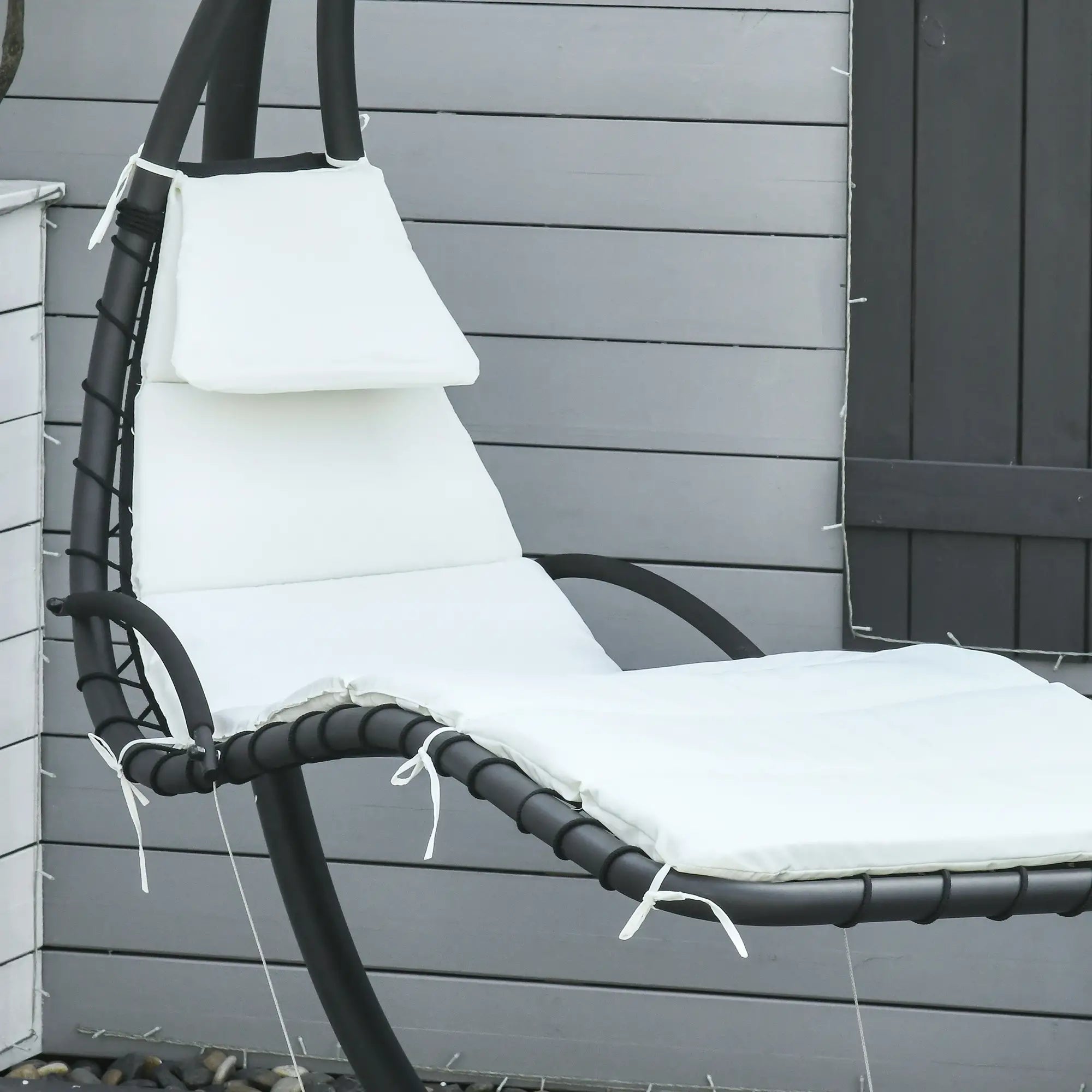 Swing Chaise with Stand, Floating Chaise Lounge, Cream White Patio Swings with Stand at Gallery Canada