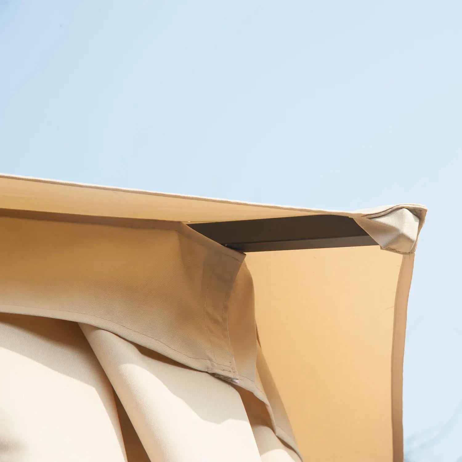 13ft Hexagon Gazebo, Outdoor Canopy Shelter, Netting, Shaded Curtains, Beige Gazebos at Gallery Canada