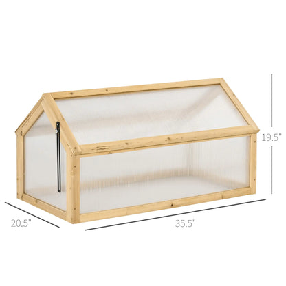 Portable Wooden Cold Frame Greenhouse, Openable Top, 35.5" x 20.5" x 19.5", Light Brown Cold Frame Greenhouses at Gallery Canada