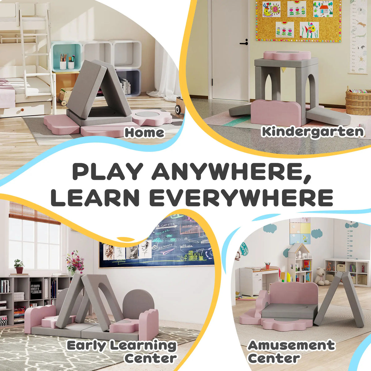 12-Piece Climbing Toys for Toddlers, Indoor Play Set, Grey Kids Gym & Playmats at Gallery Canada
