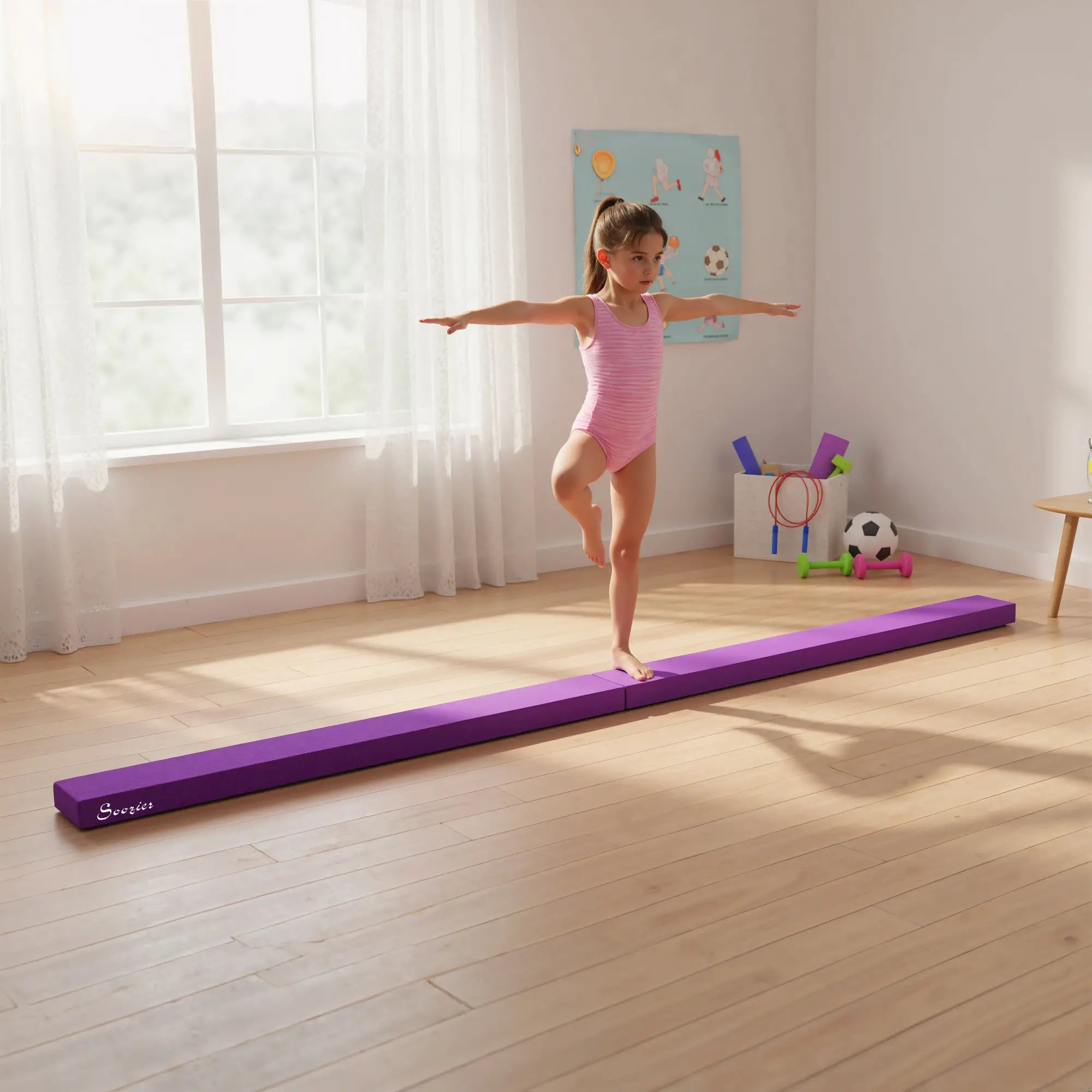 7ft Folding Balance Beam, Gymnastics Beam with Wood Core, Purple Gymnastics Mats at Gallery Canada