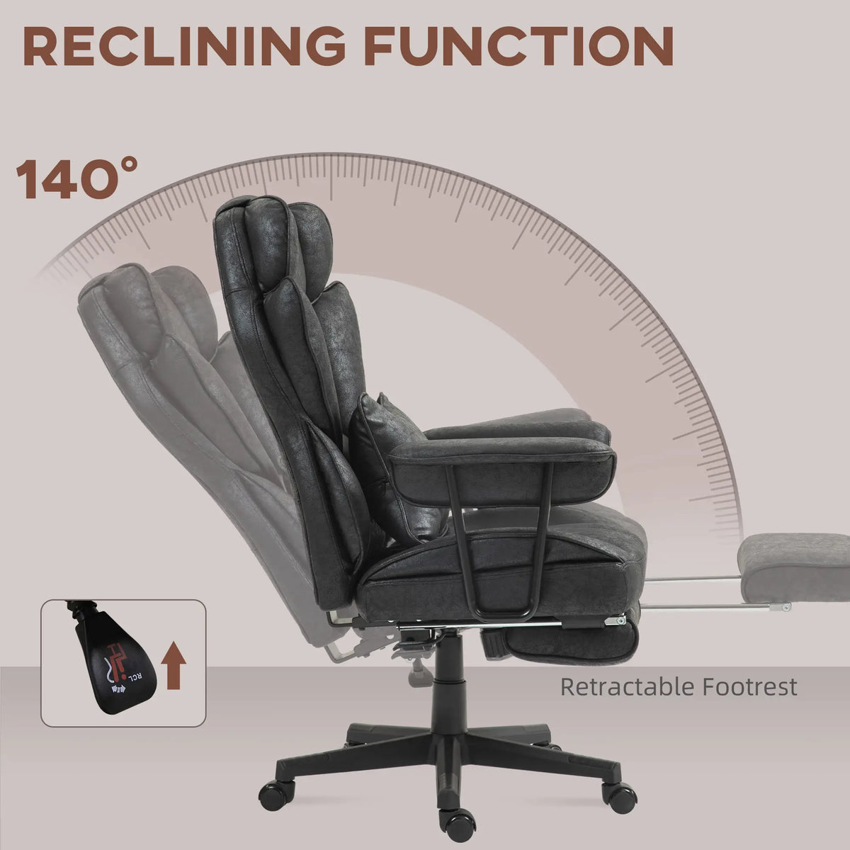 Big and Tall Office Chair with Foot Rest, 400LBS, High Back, Black Executive & Manager Chairs at Gallery Canada