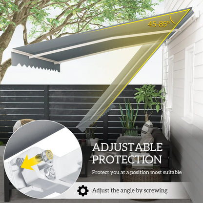 13' x 8' Manual Retractable Patio Awning, Sun Shade, Aluminum Frame, Grey Deck Awnings at Gallery Canada