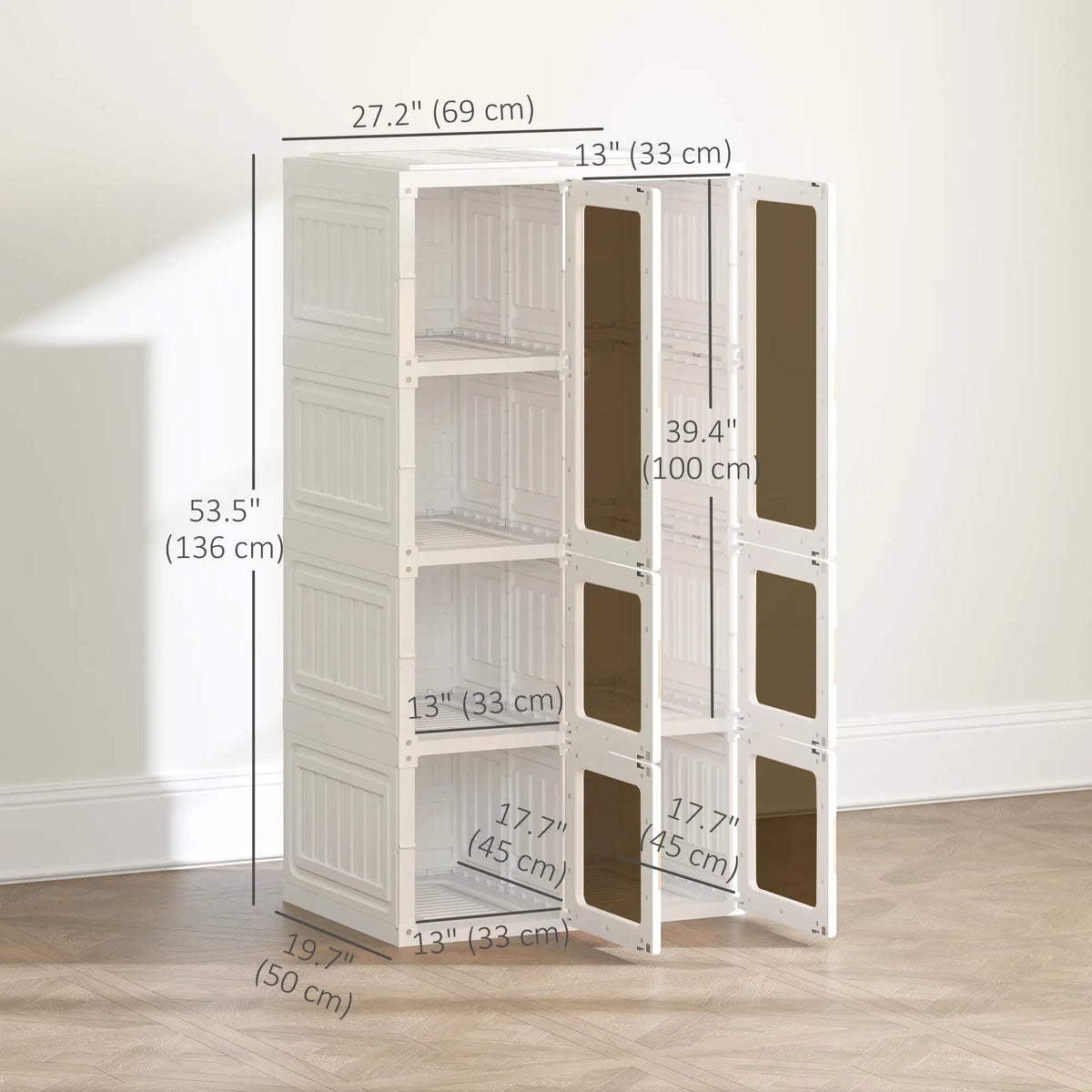 Portable Wardrobe, Foldable Plastic Closet, 5 Compartments, Hanging Rod, White Clothing Storage at Gallery Canada