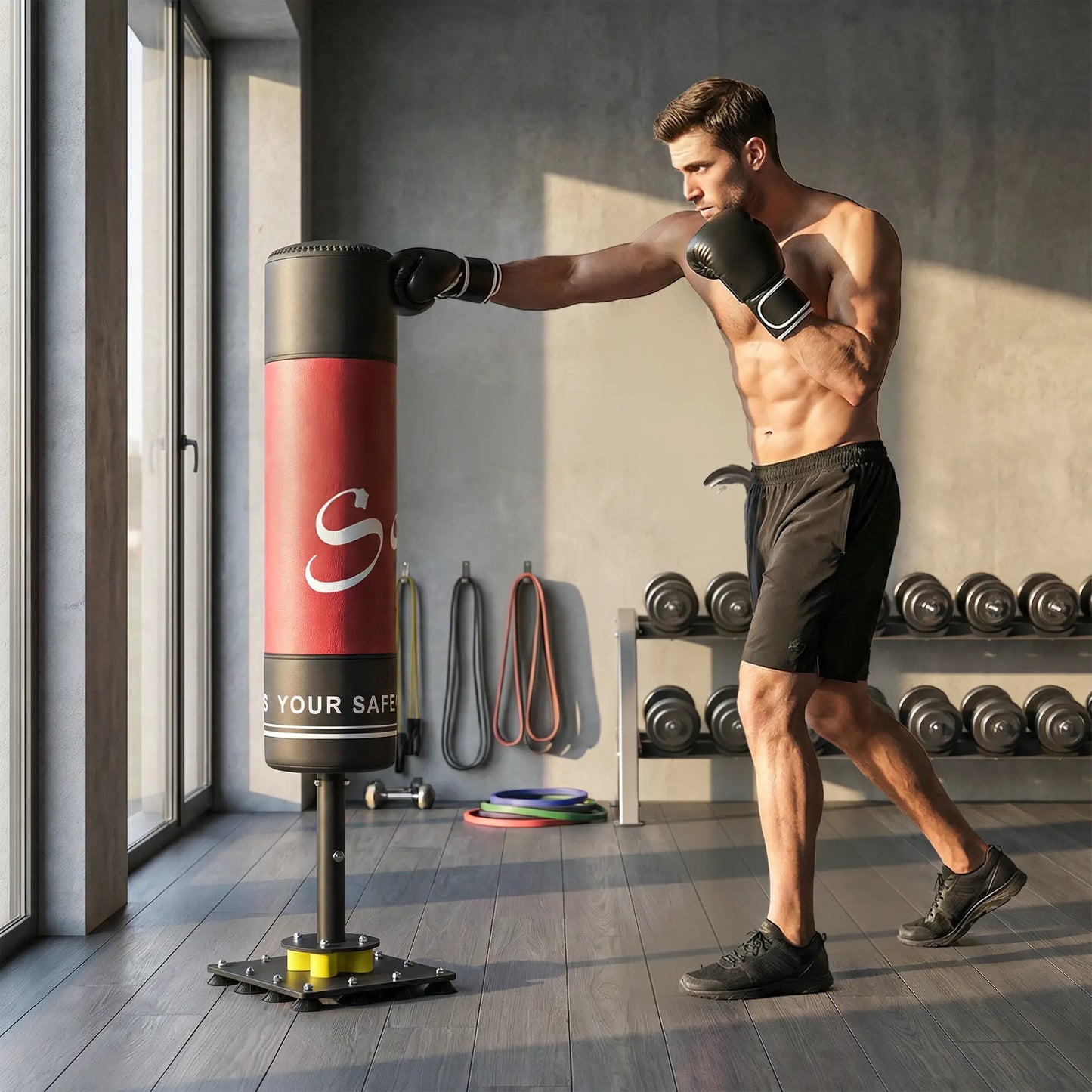 Freestanding Punching Bag, 53" Heavy Duty Boxing Bag With 12 Suction Cups Punching Bag Stands at Gallery Canada