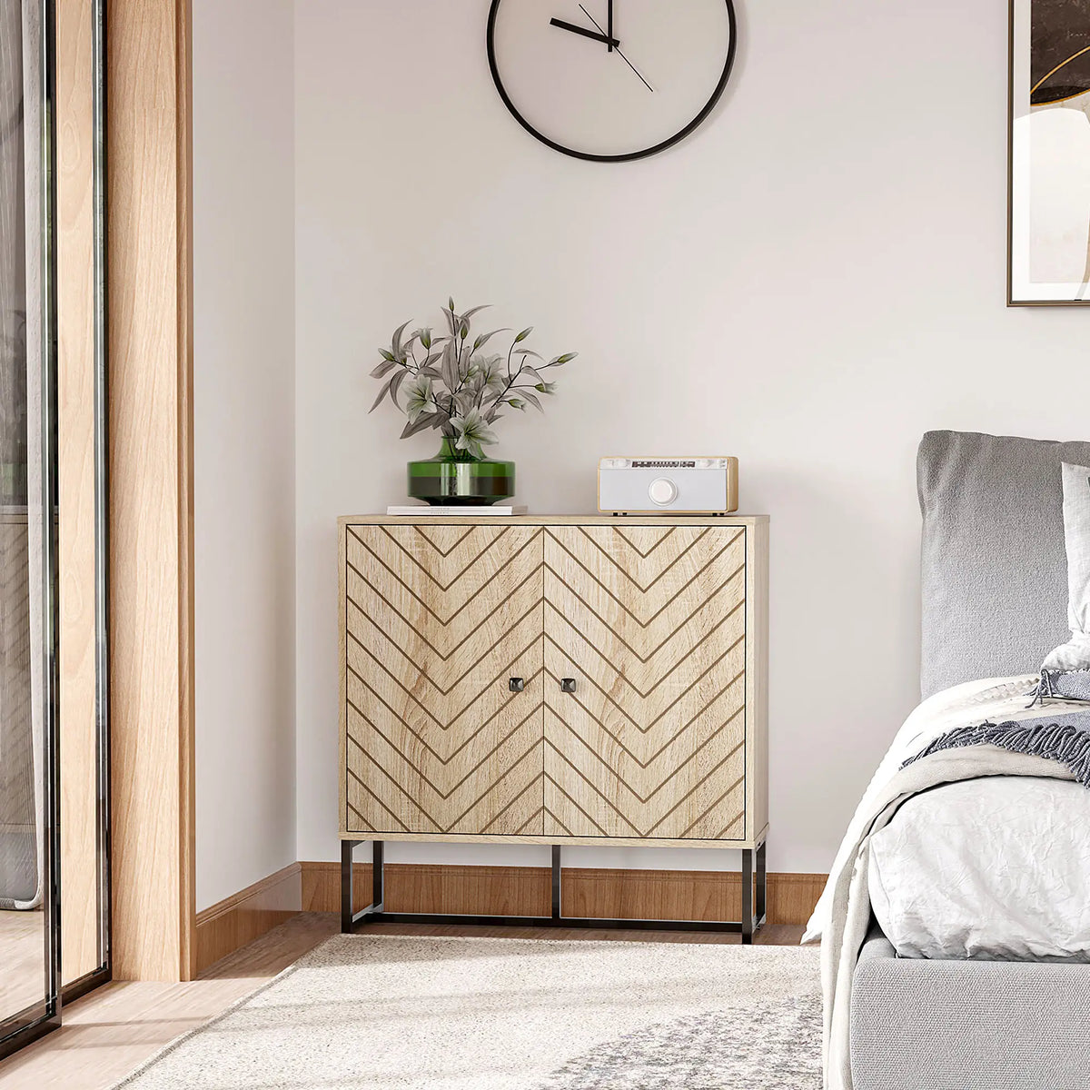 Modern Sideboard, Buffet Cabinet with 2 Doors, Adjustable Shelf, 31.5" H, Oak Storage Cabinets at Gallery Canada
