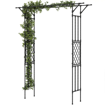 PE-Coated Steel Garden Arch Trellis, 70.9" x 15.7" x 84.6", Black Garden Arches at Gallery Canada