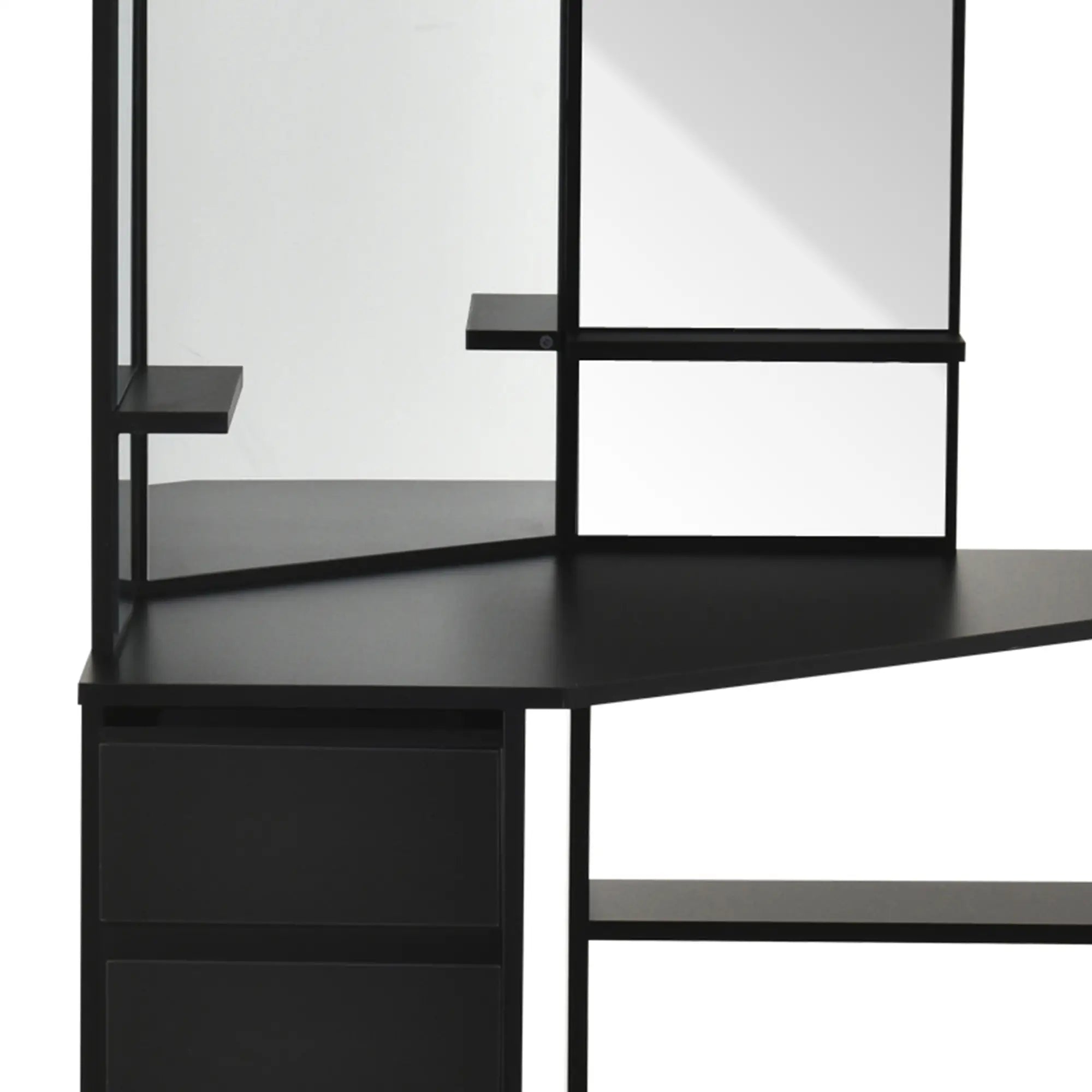 Corner Vanity Desk with Mirror, 5 Drawers, 3-Piece Mirror, Black Dressing & Vanity Tables at Gallery Canada