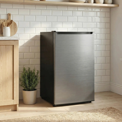 2.1 Cu. Ft. Mini Freezer, Compact Upright, Reversible Door, Removable Shelf, Adjustable Temperature, Silver