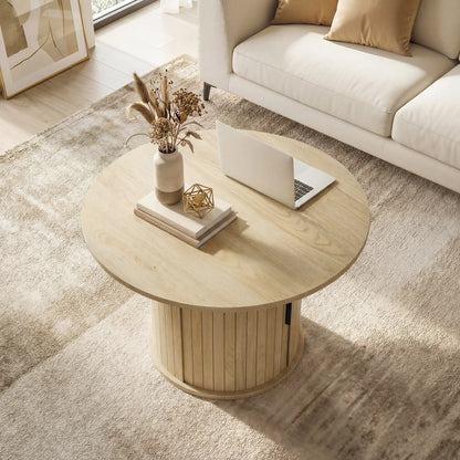 31.5" Round Coffee Table, Natural Wood Center Table Coffee Tables at Gallery Canada