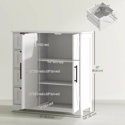 Farmhouse Bathroom Floor Cabinet, Adjustable Shelf, White Bathroom Cabinets at Gallery Canada
