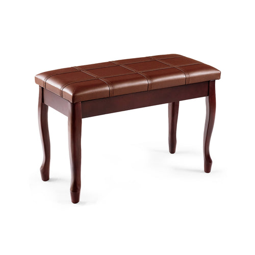 Solid Wood Piano Bench With Storage, Brown
