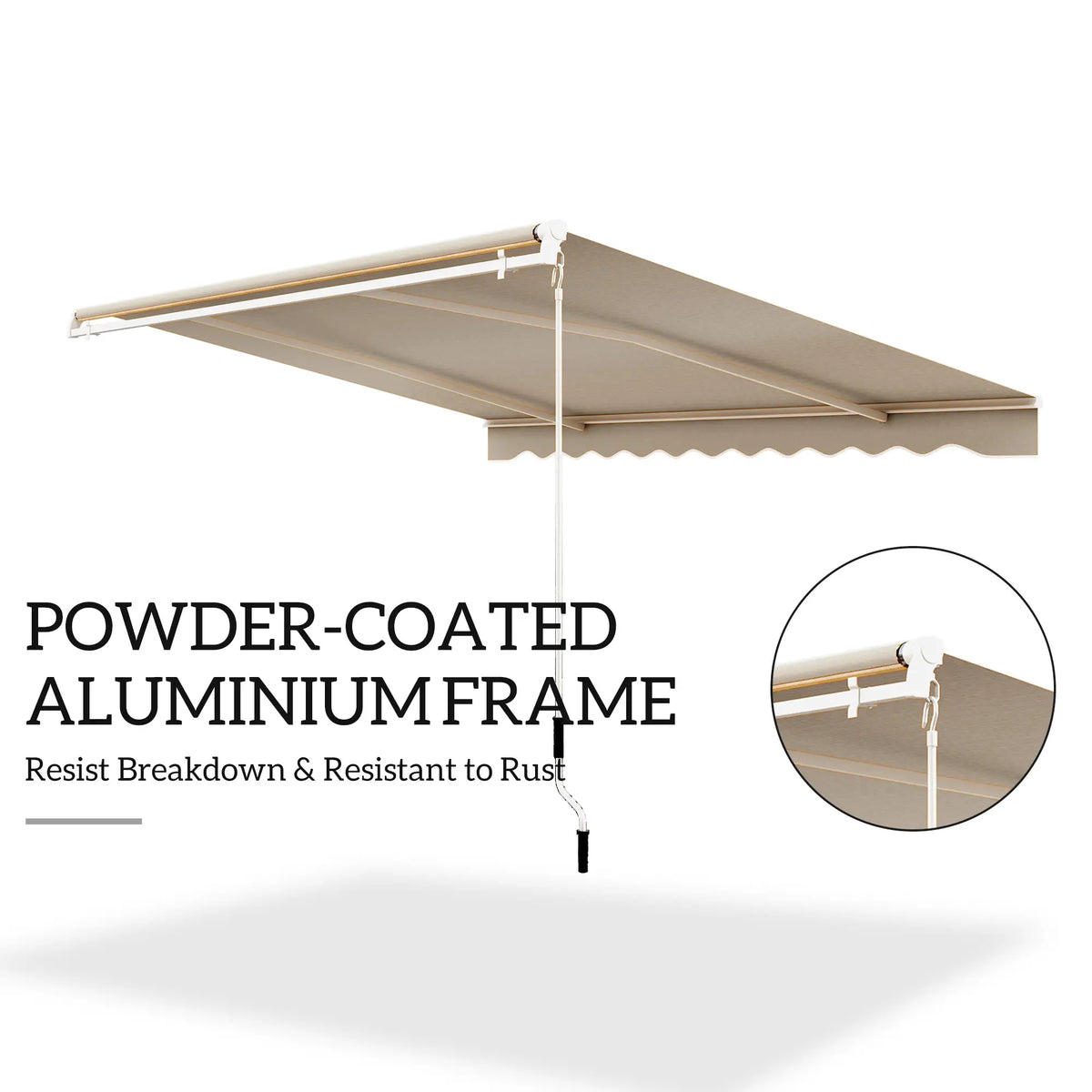 13' x 8' Manual Retractable Patio Awning, Aluminum Frame, Khaki Window Awnings at Gallery Canada