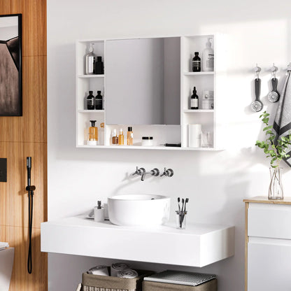 Wall Mounted Medicine Cabinet, 39.25"W x 27.5"H Bathroom Mirror Cabinet with Single Mirrored Door, Shelves and Storage Cupboard, White Mirror Medicine Cabinets at Gallery Canada