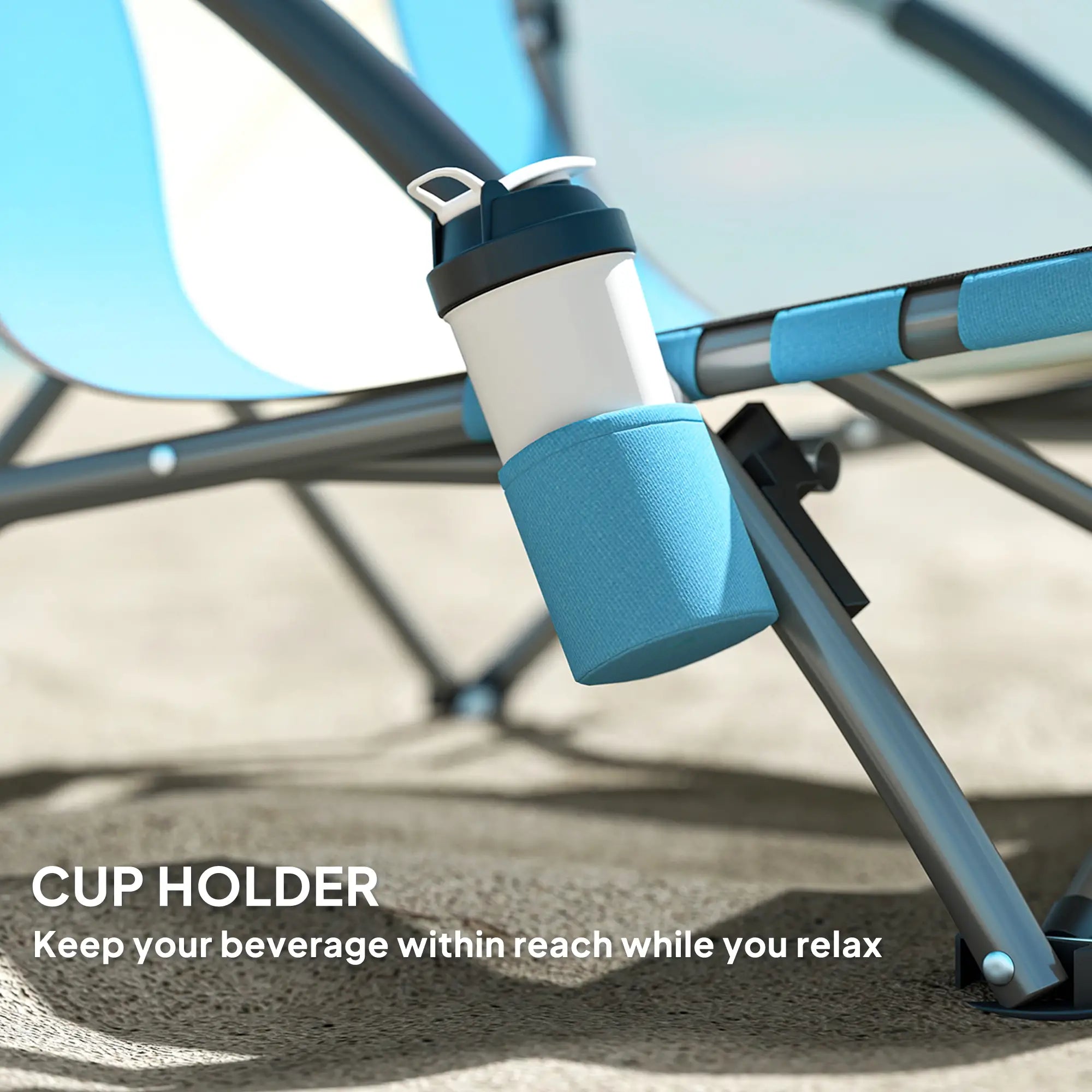 Folding Beach Chairs, Mesh Back, Carry Bag, Cup Holder, 22.8
