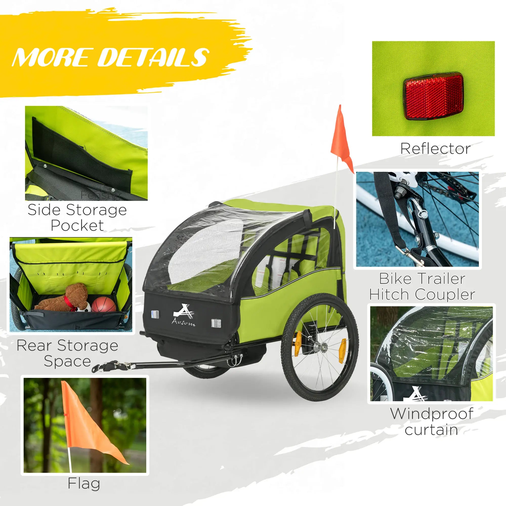 2 Seat Bike Trailer, Kids Stroller, 20