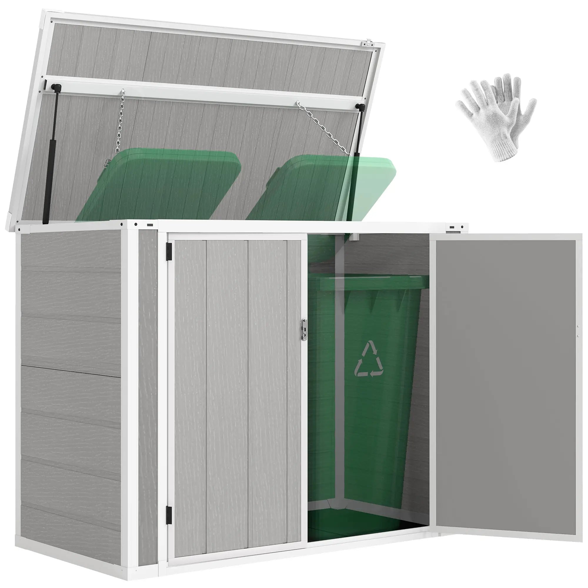 41 Cu. Ft. Outdoor Storage Shed, Horizontal Trash Can Storage, Grey Sheds at Gallery Canada