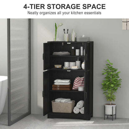 Farmhouse Kitchen Pantry, Freestanding Cabinet with Barn Doors, Adjustable Shelves, Black Kitchen Pantry Cabinets at Gallery Canada
