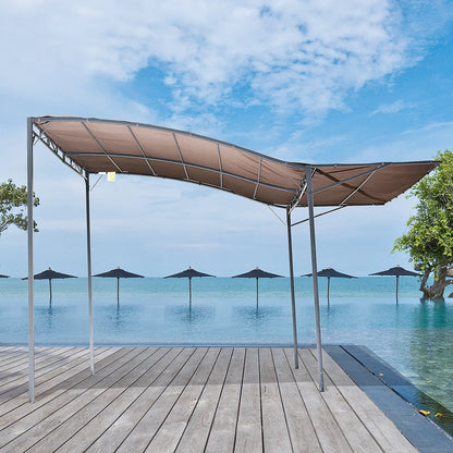 10x8ft Patio Metal Gazebo With Extendable Side Awning, Brown Pergolas at Gallery Canada