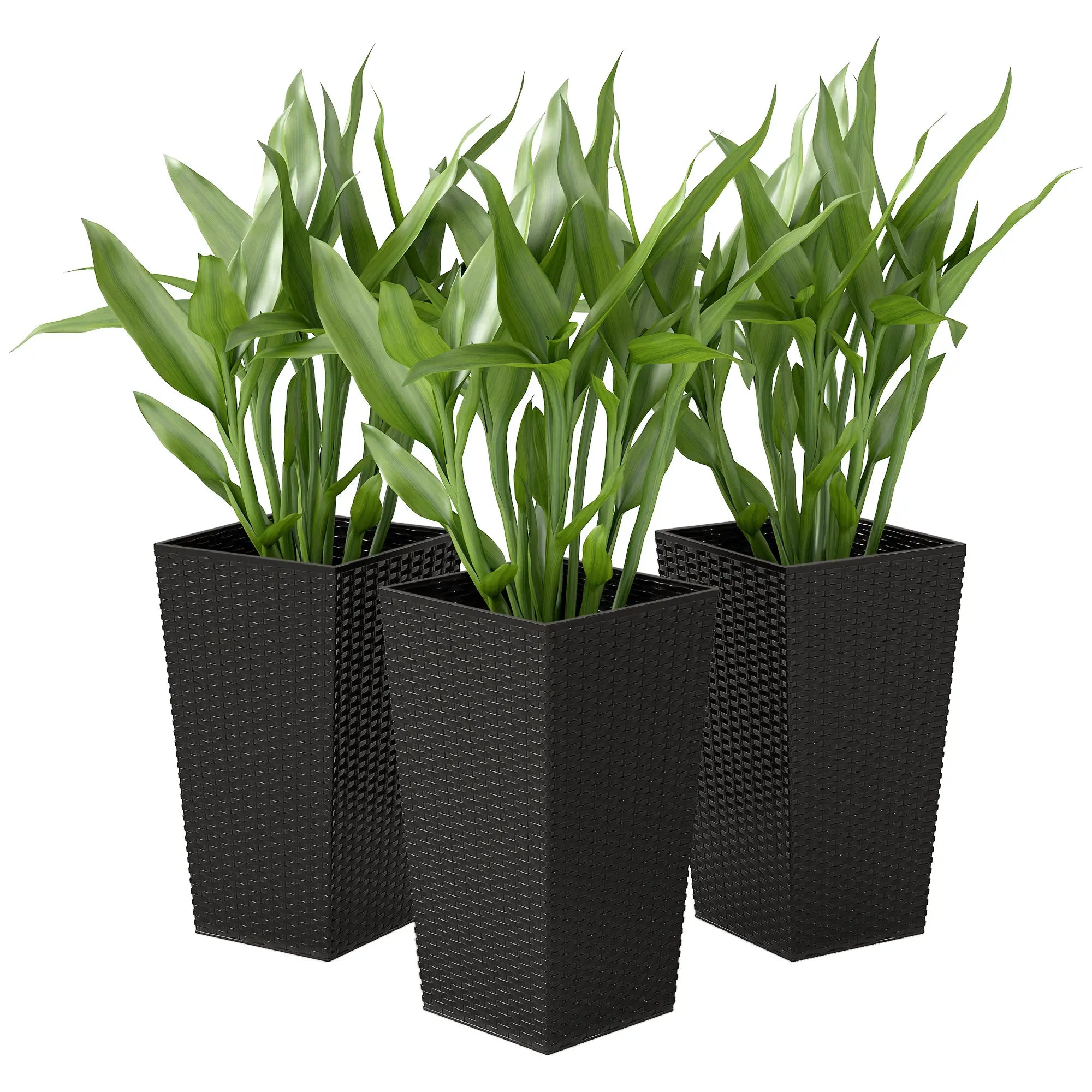 Set Of 3 Tall Plant Stands, Black Garden Accessories Black at Gallery Canada