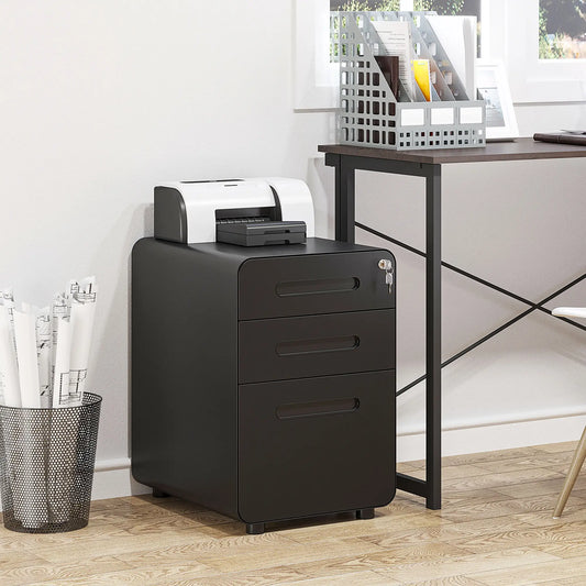 Lockable Steel File Cabinet on Wheels, Legal, A4, Letter Size Office Cabinets & Cupboards Black at Gallery Canada