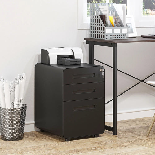 Lockable Steel File Cabinet on Wheels, Legal, A4, Letter Size