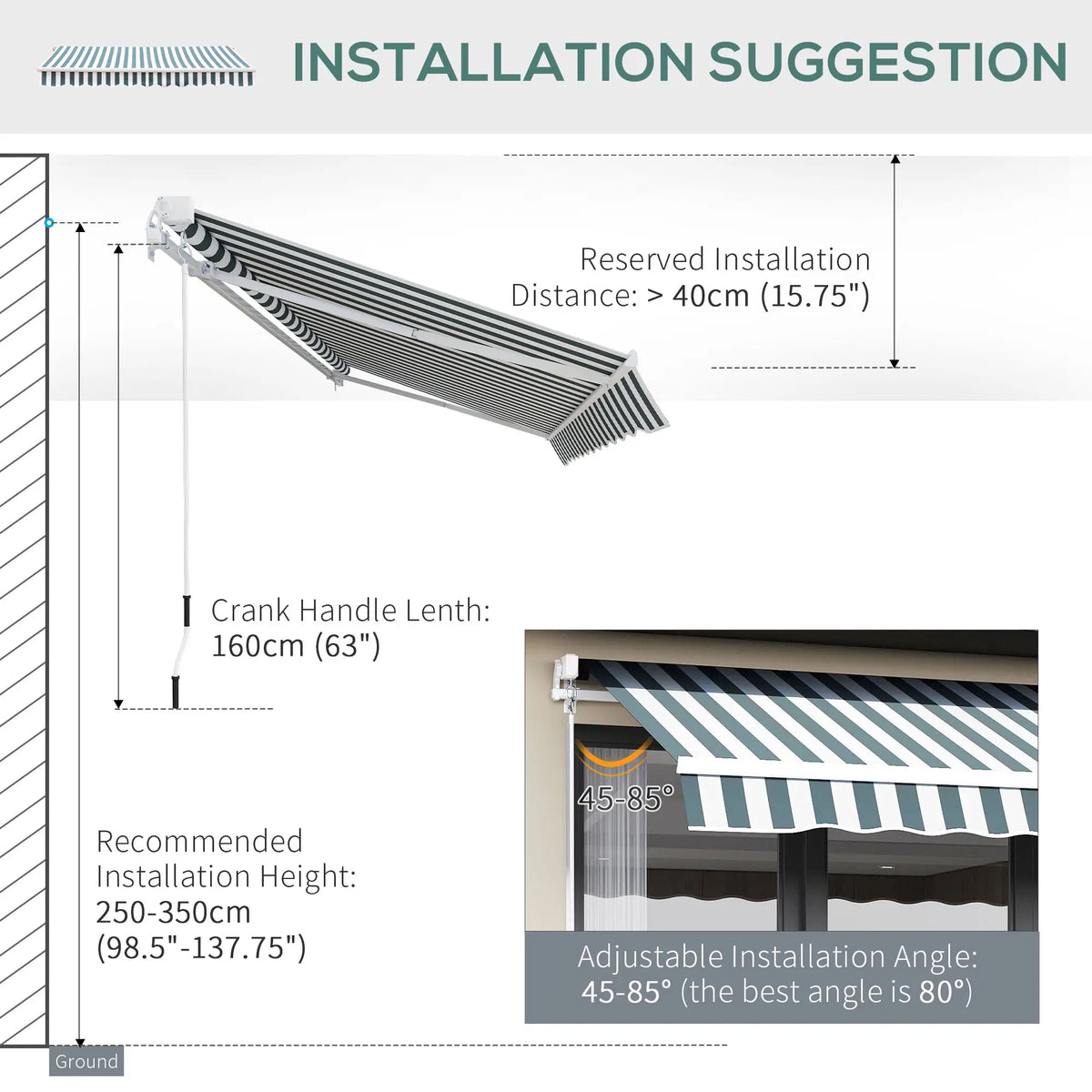 Retractable Patio Awning 8x7 ft, Water Resistant UV Aluminum Frame Deck Awnings at Gallery Canada